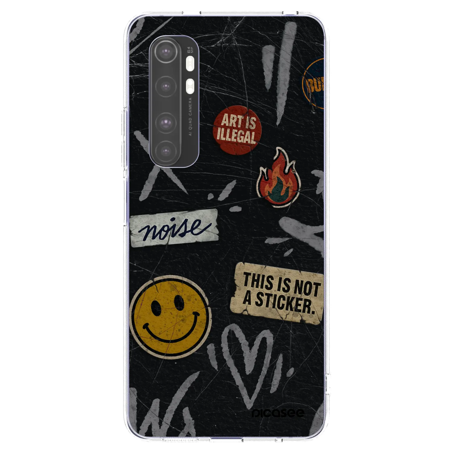 Picasee silikonový průhledný obal pro Xiaomi Mi Note 10 Lite - STICKERS x TAGS