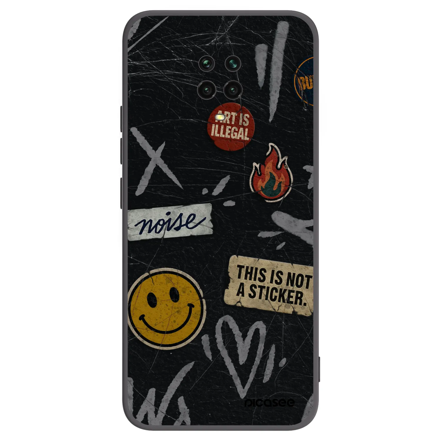 Picasee silikonový černý obal pro Xiaomi Redmi Note 9S - STICKERS x TAGS