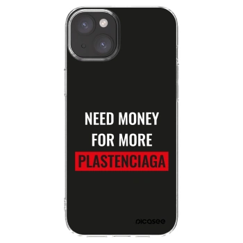 Picasee silikonový průhledný obal pro Apple iPhone 15 Plus - More PLASTENCIAGA
