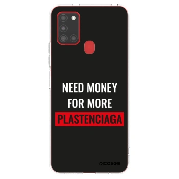Picasee silikonový průhledný obal pro Samsung Galaxy A21s - More PLASTENCIAGA
