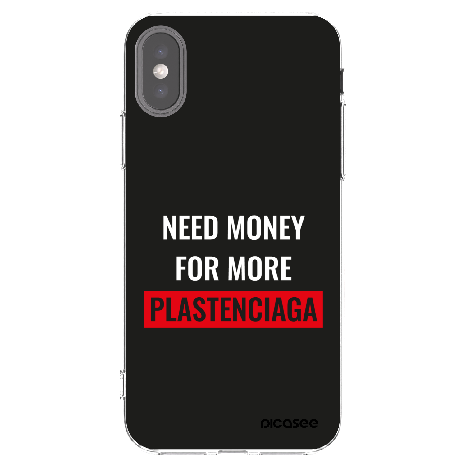 Picasee silikonový průhledný obal pro Apple iPhone X/XS - More PLASTENCIAGA