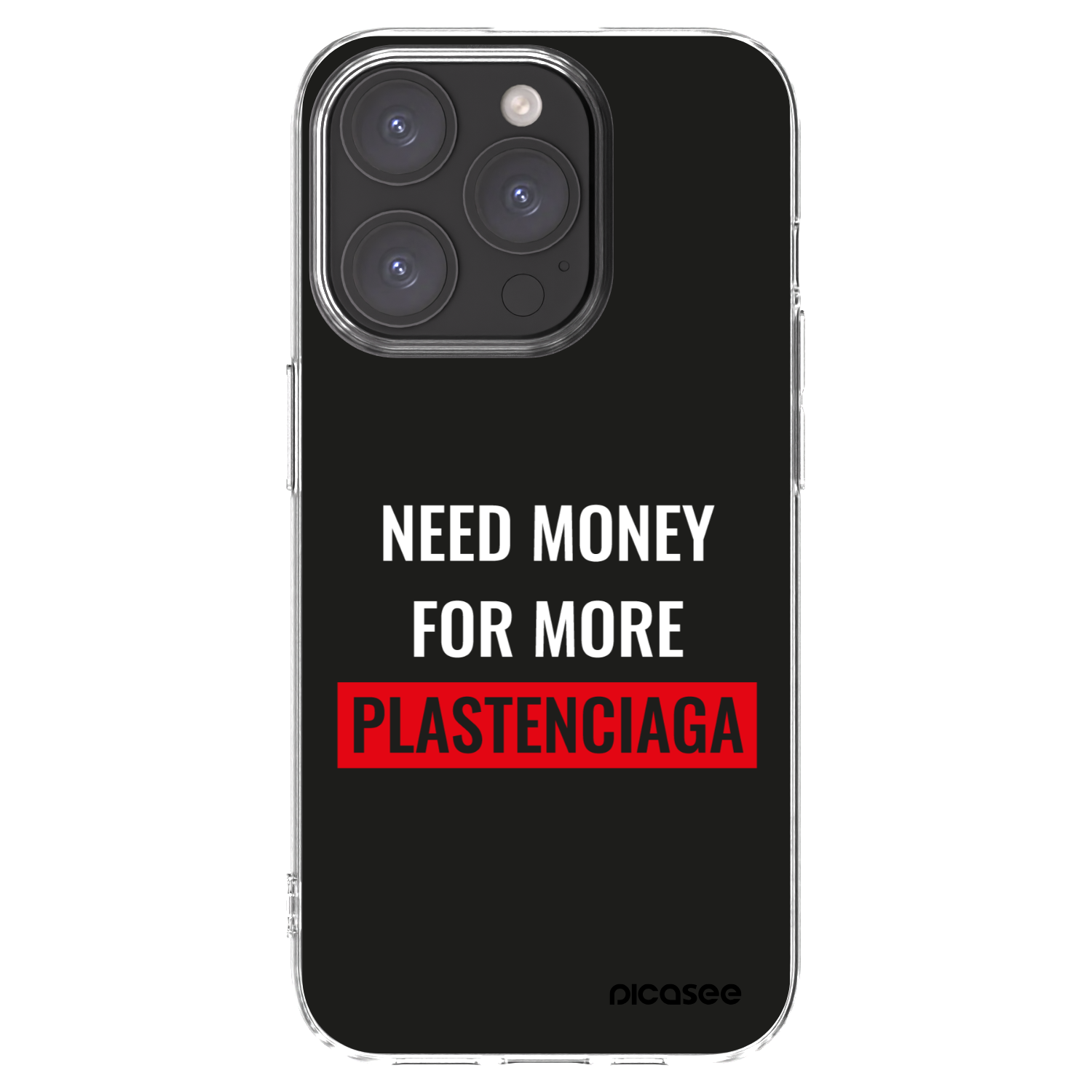 Picasee silikonový průhledný obal pro Apple iPhone 15 Pro - More PLASTENCIAGA