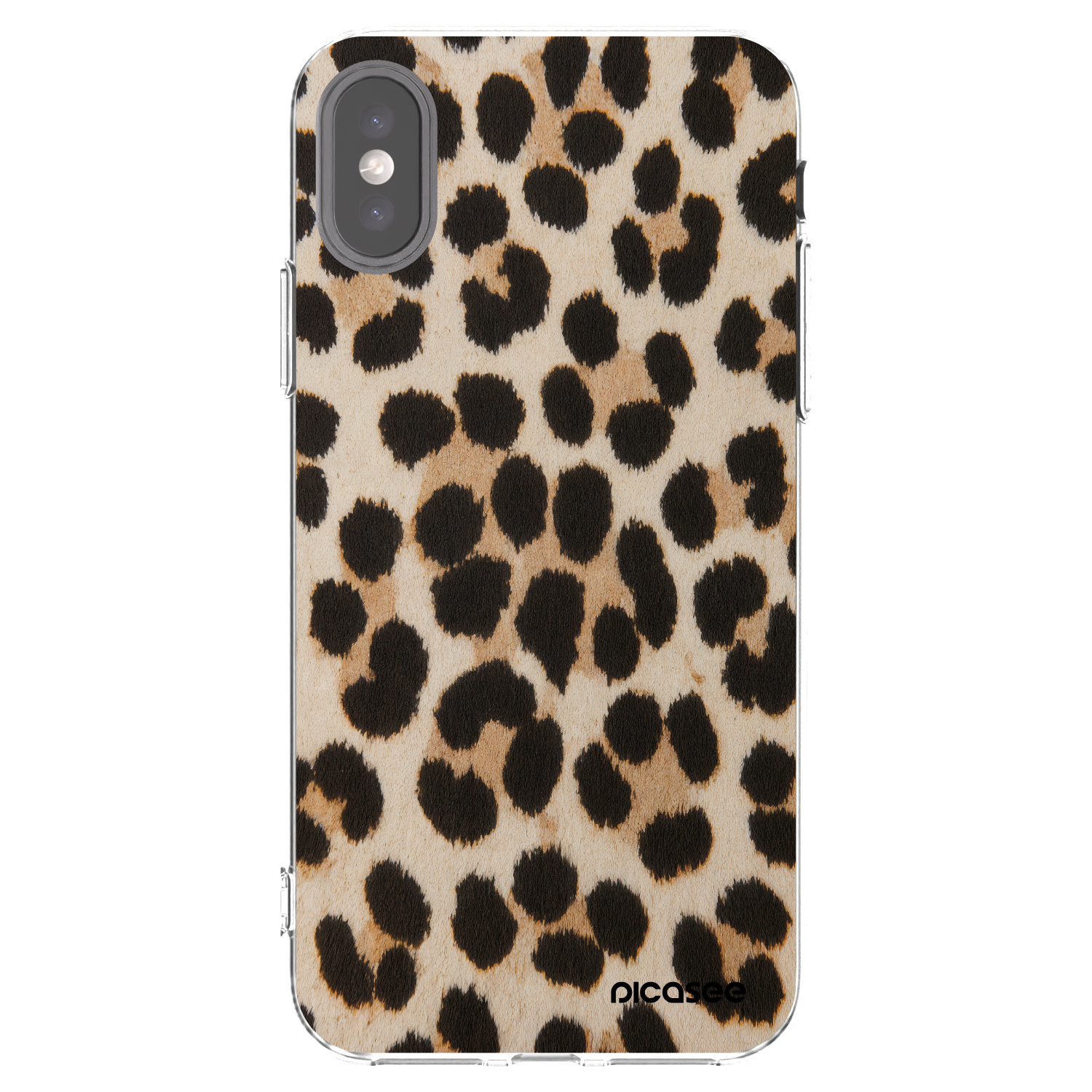 Picasee silikonový průhledný obal pro Apple iPhone X/XS - Brown Tiger