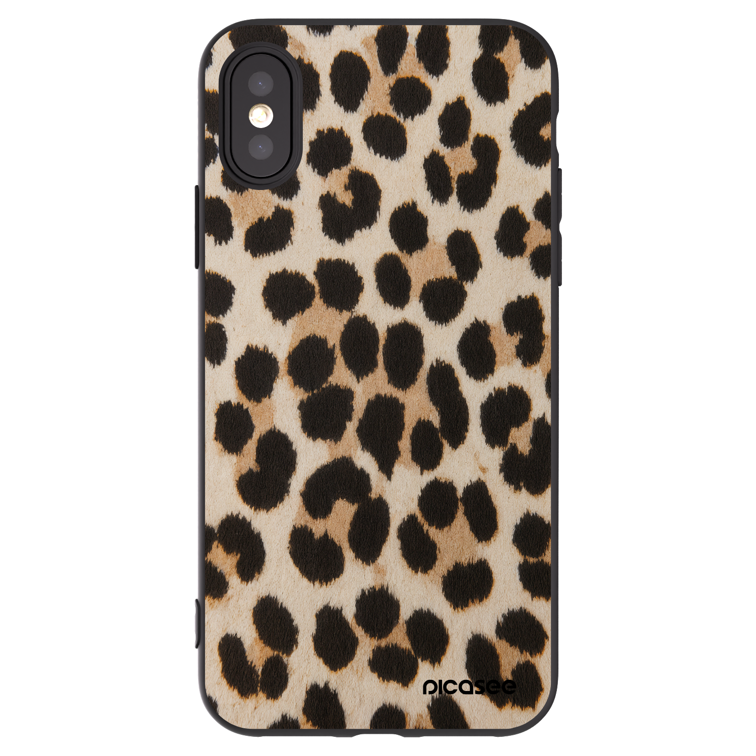 Picasee silikonový černý obal pro Apple iPhone X/XS - Brown Tiger