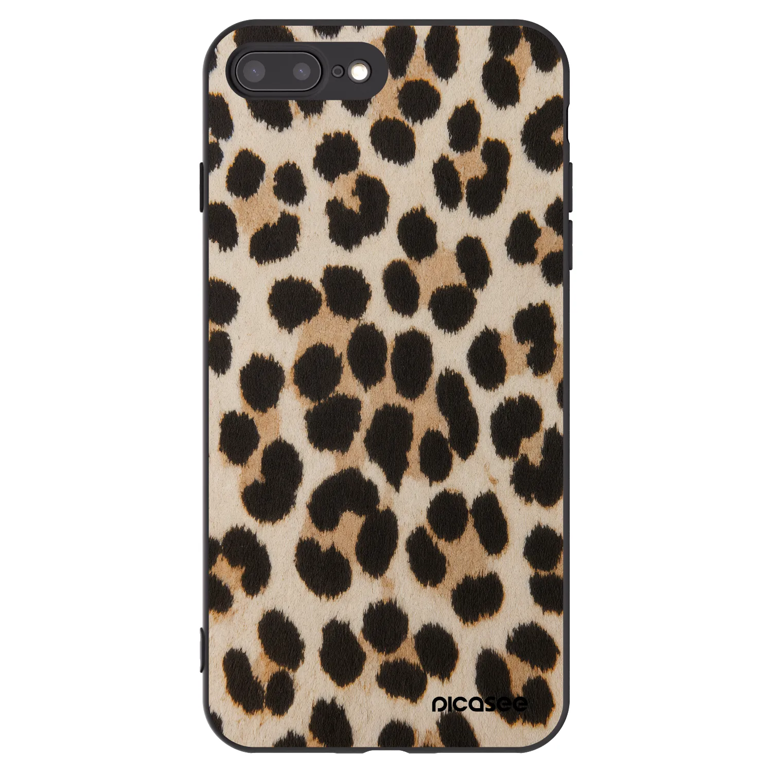 Picasee silikonový černý obal pro Apple iPhone 7 Plus - Brown Tiger
