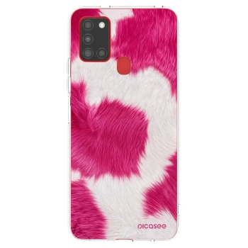 Picasee silikonový průhledný obal pro Samsung Galaxy A21s - Pink Moo
