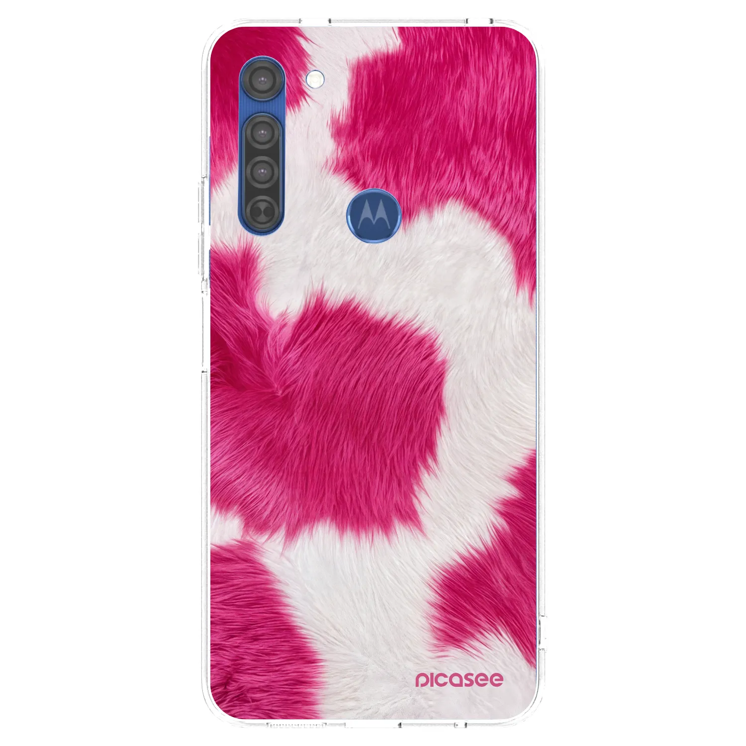 Picasee silikonový průhledný obal pro Motorola Moto G8 - Pink Moo