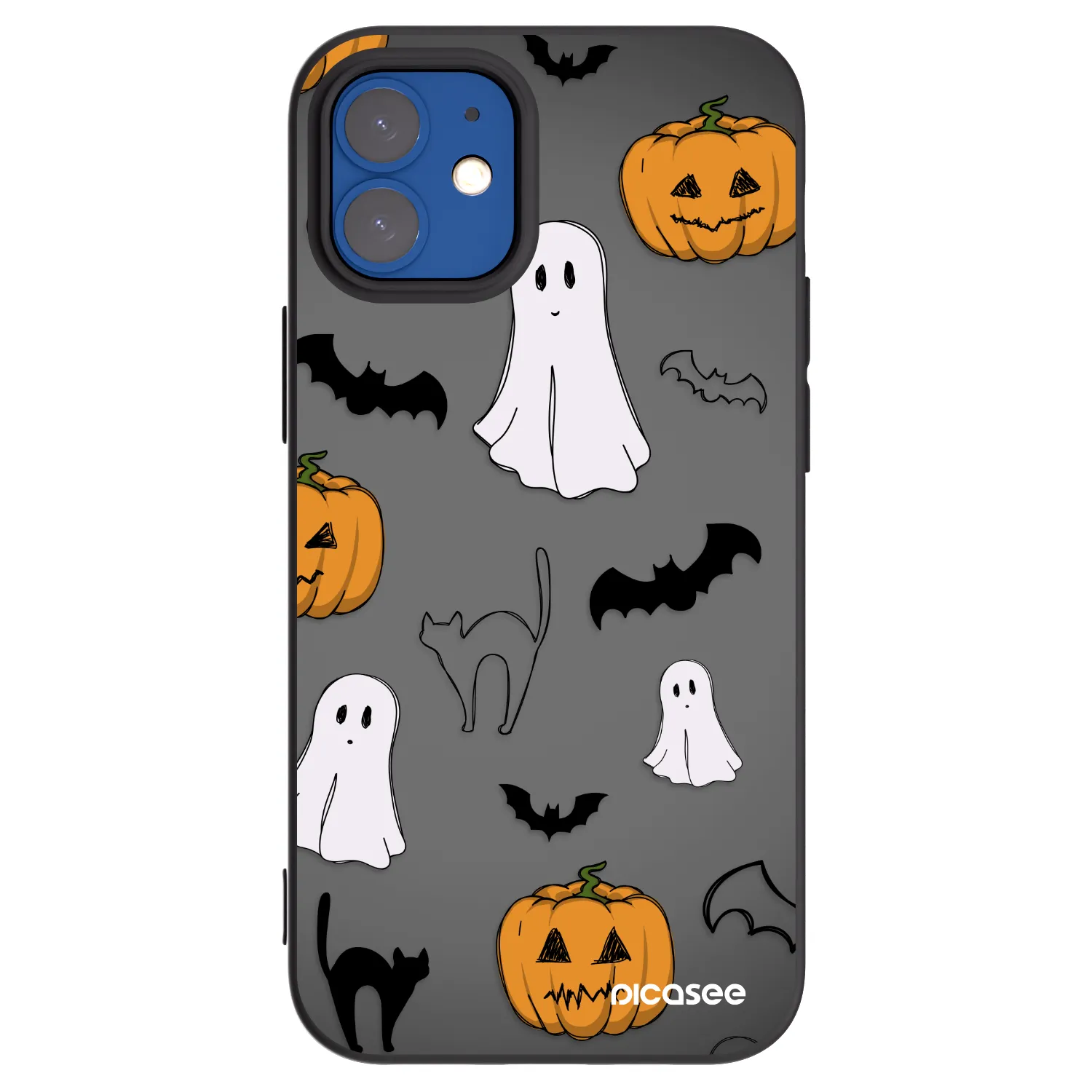 Picasee silikonový černý obal pro Apple iPhone 12 mini - Spooky crew