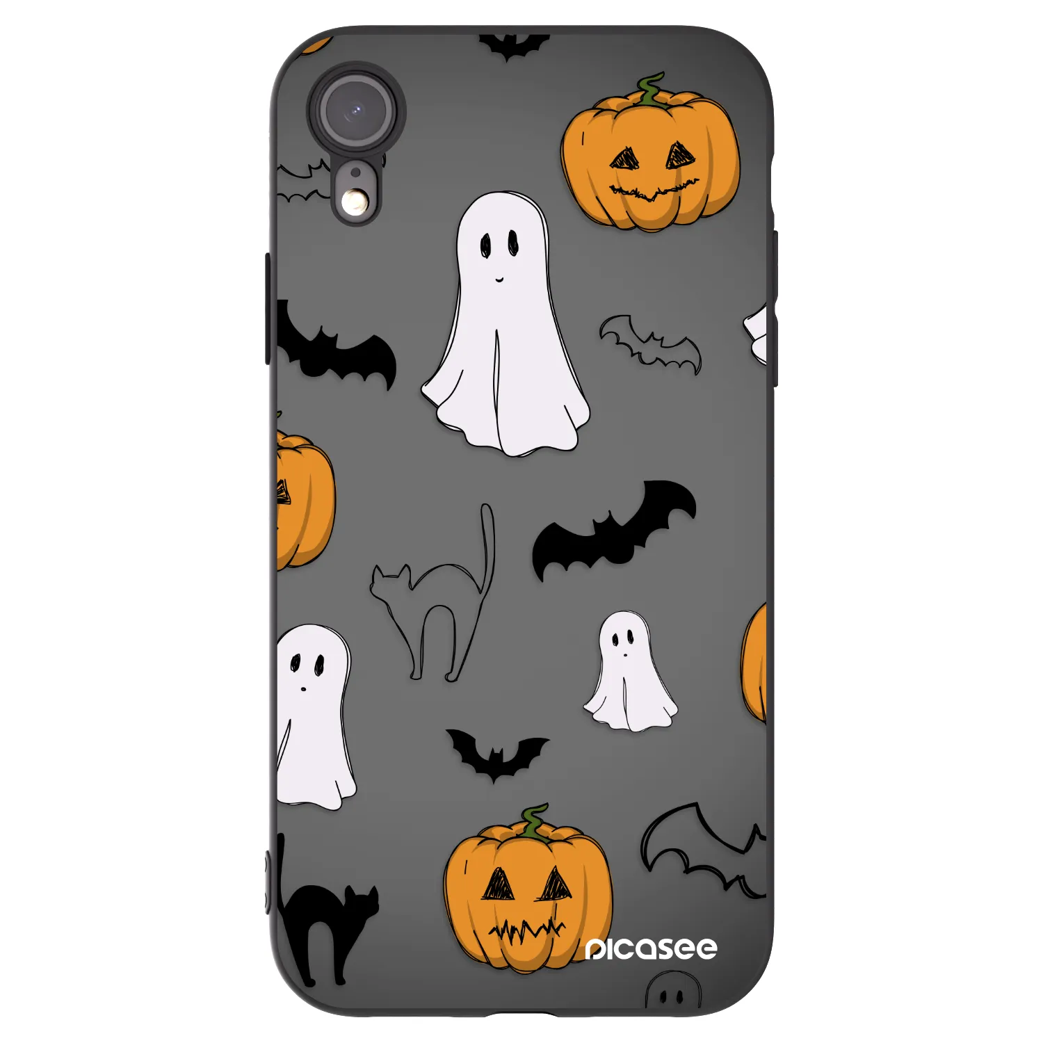 Picasee silikonový černý obal pro Apple iPhone XR - Spooky crew