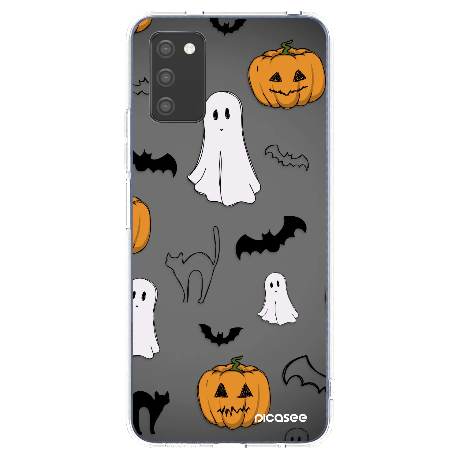 Picasee silikonový průhledný obal pro Samsung Galaxy A03s A037G - Spooky crew