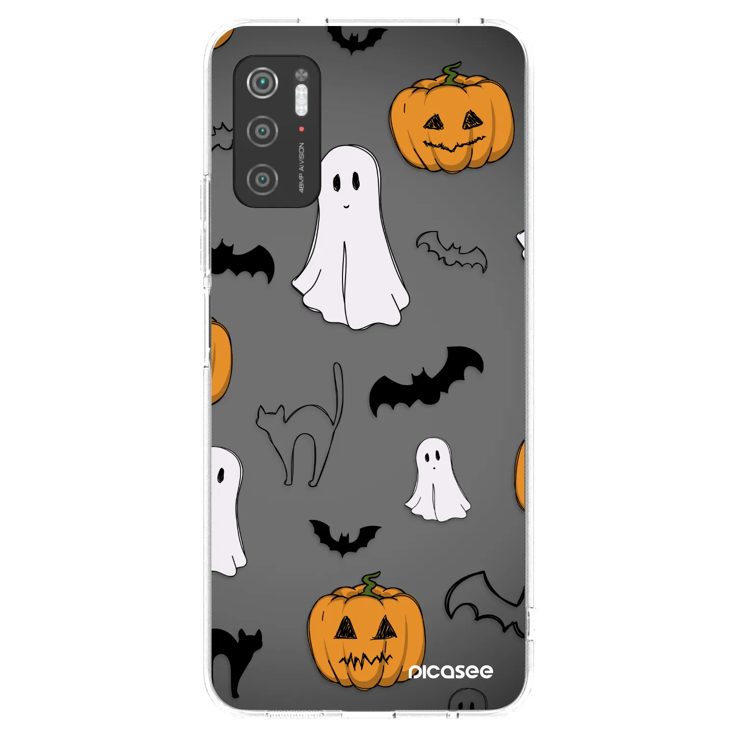 Picasee silikonový průhledný obal pro Xiaomi Poco M3 Pro 5G - Spooky crew
