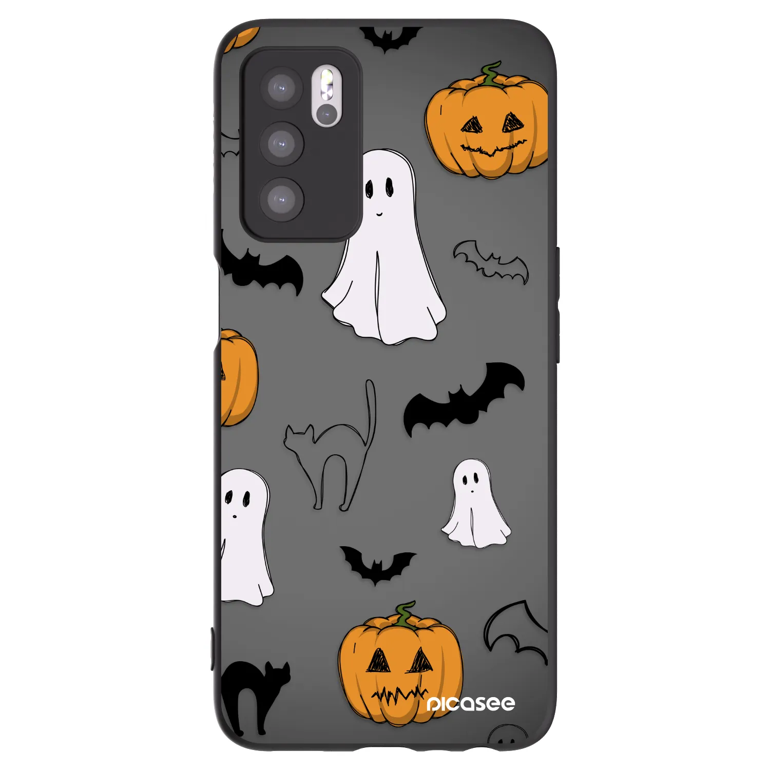 Picasee silikonový černý obal pro OPPO A16 - Spooky crew
