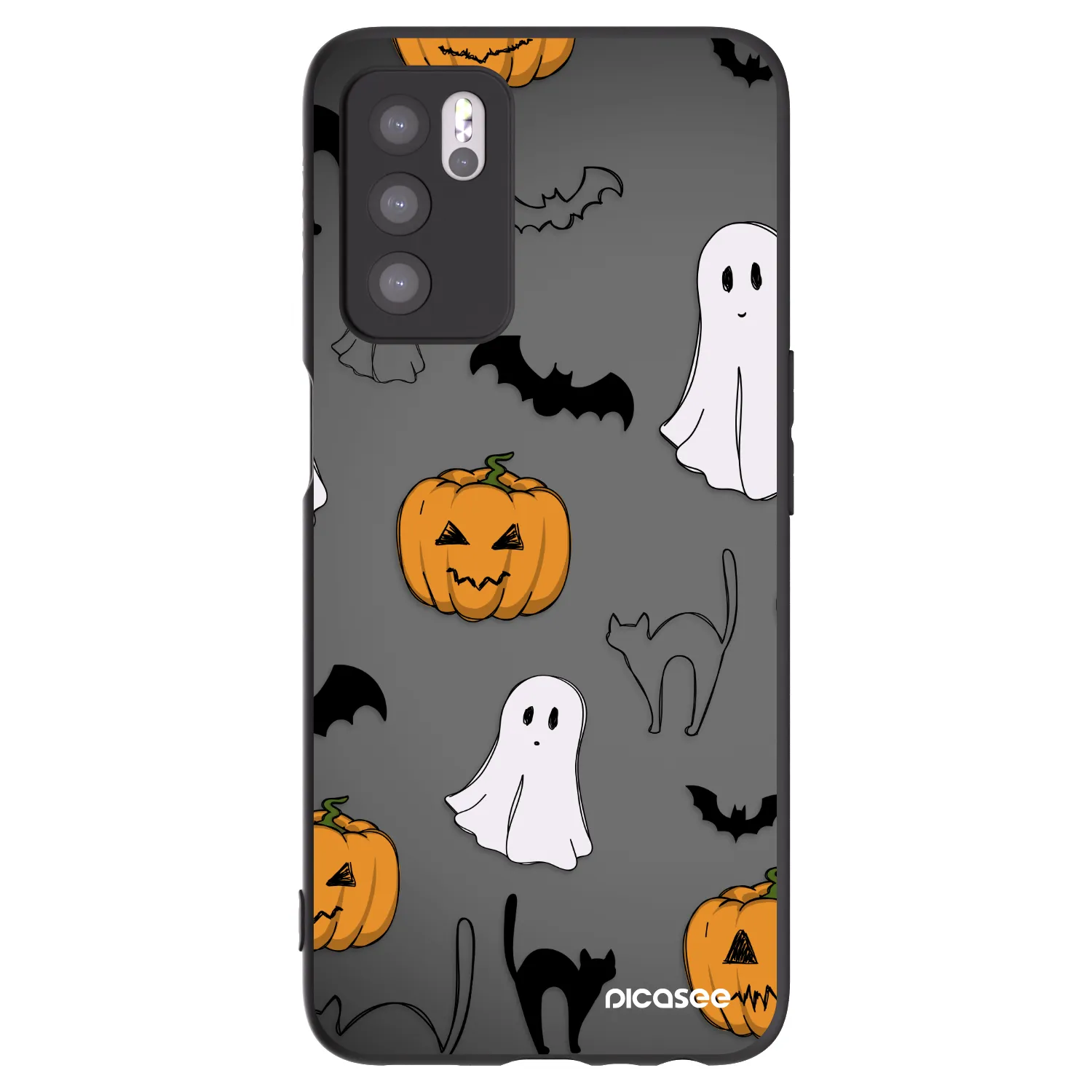 Picasee silikonový černý obal pro OPPO A16s - Spooky crew