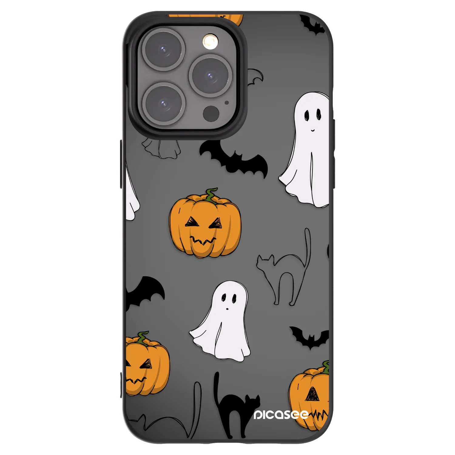 Picasee silikonový černý obal pro Apple iPhone 15 Pro Max - Spooky crew
