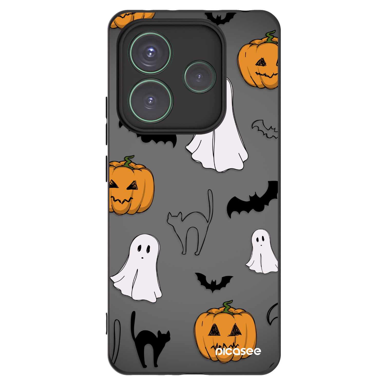 Picasee silikonový černý obal pro Xiaomi Redmi Note 14 5G - Spooky crew