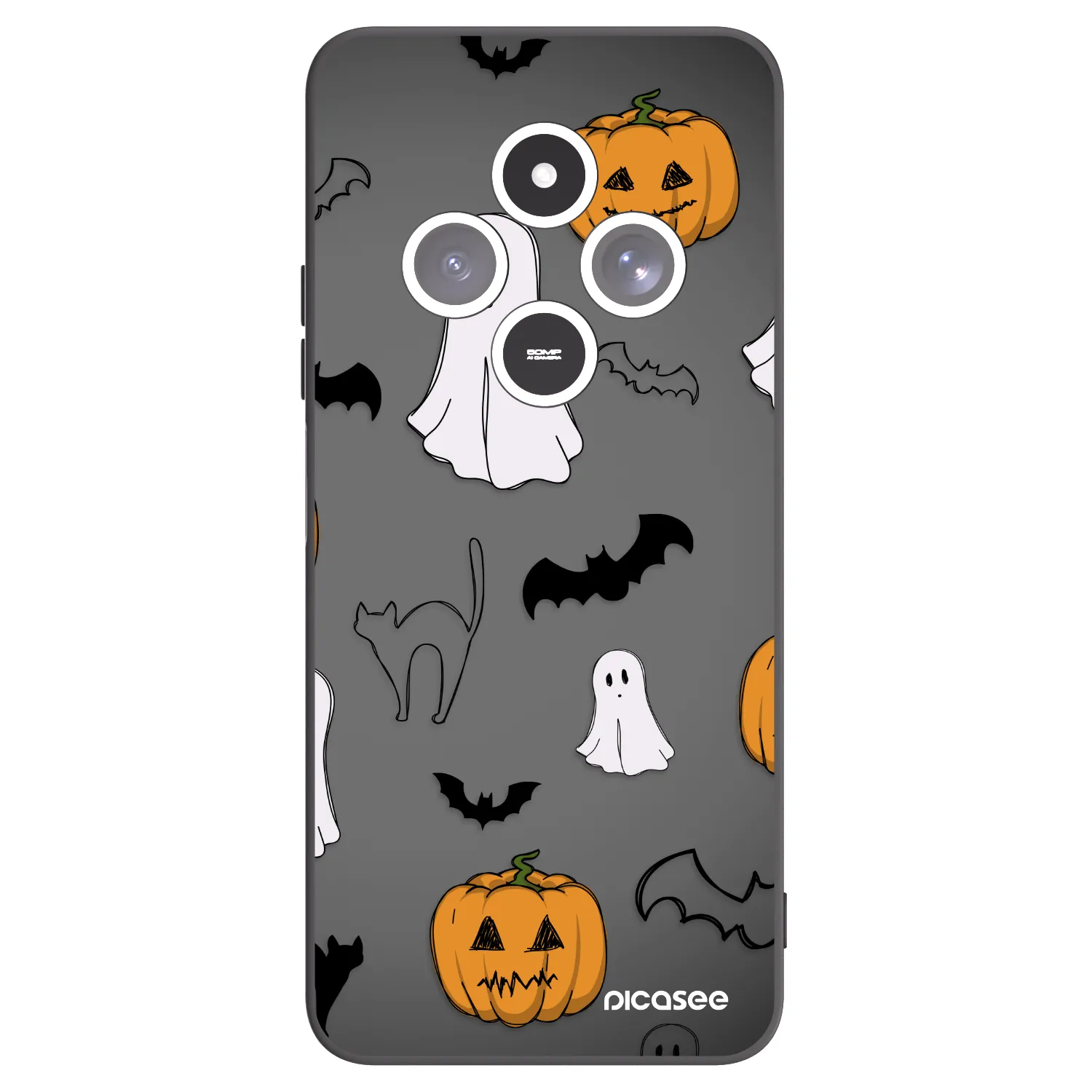 Picasee silikonový černý obal pro Xiaomi Redmi 14C - Spooky crew