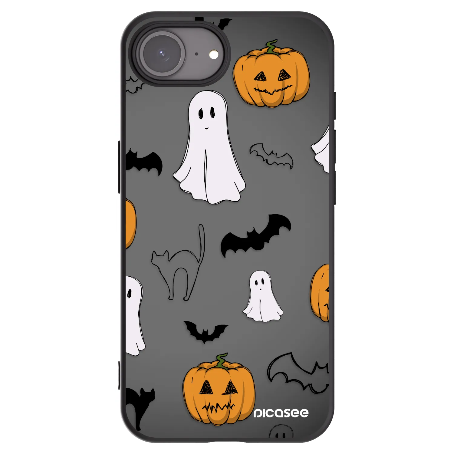 Picasee silikonový černý obal pro Apple iPhone 17e - Spooky crew