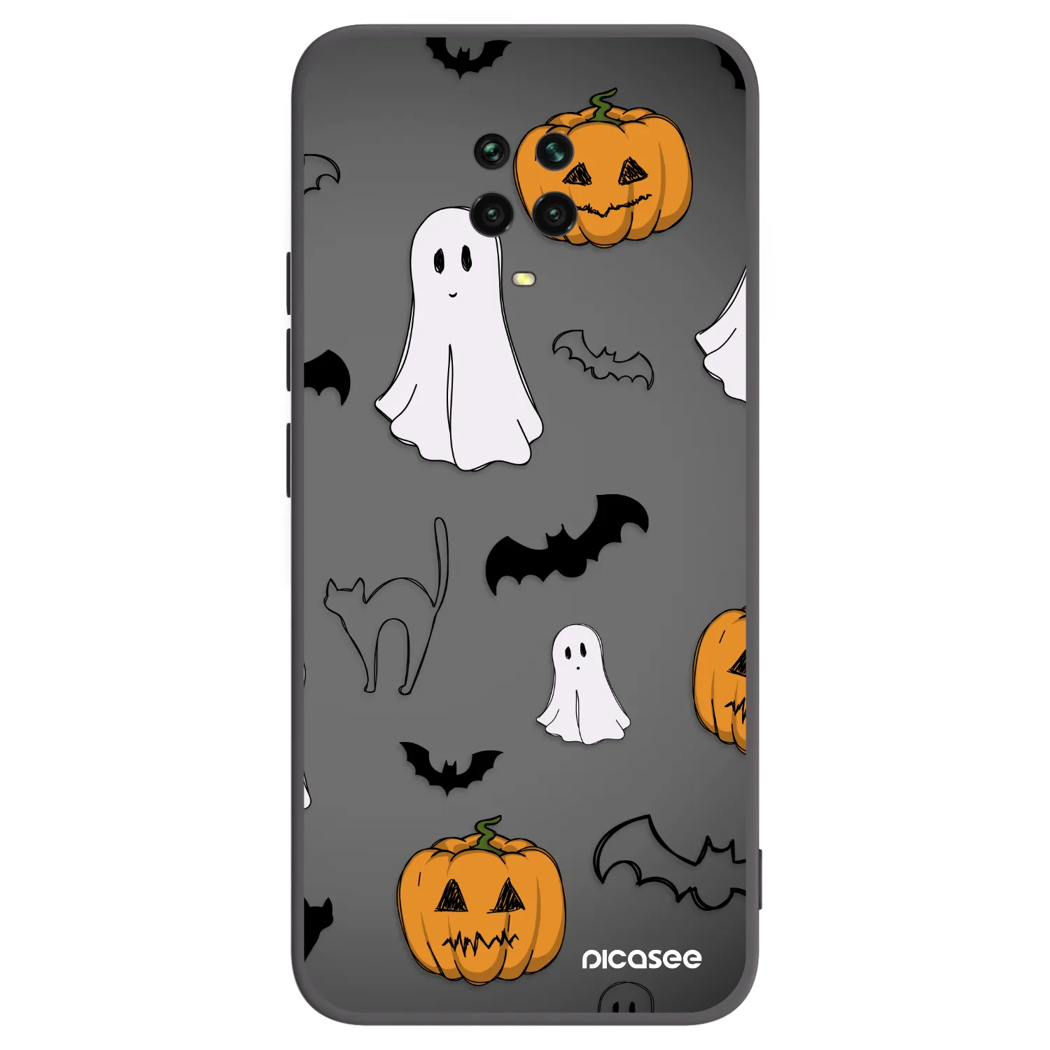 Picasee silikonový černý obal pro Xiaomi Redmi Note 9 Pro - Spooky crew