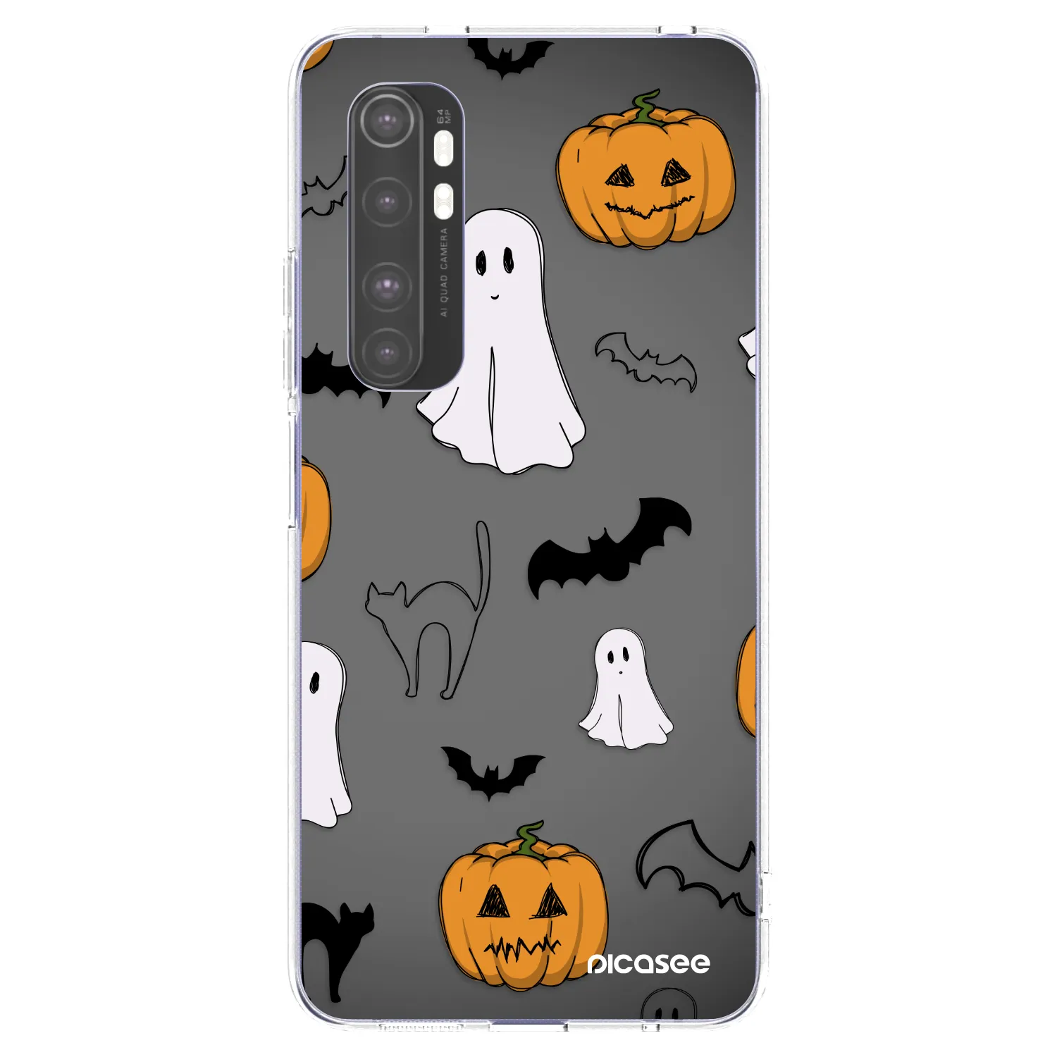 Picasee silikonový průhledný obal pro Xiaomi Mi Note 10 Lite - Spooky crew