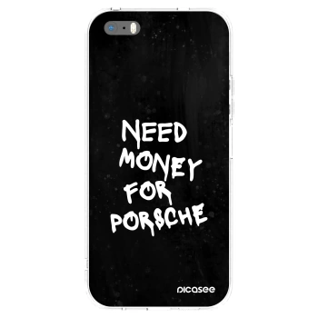 Picasee silikonový průhledný obal pro Apple iPhone 5/5S/SE - Black Dollar
