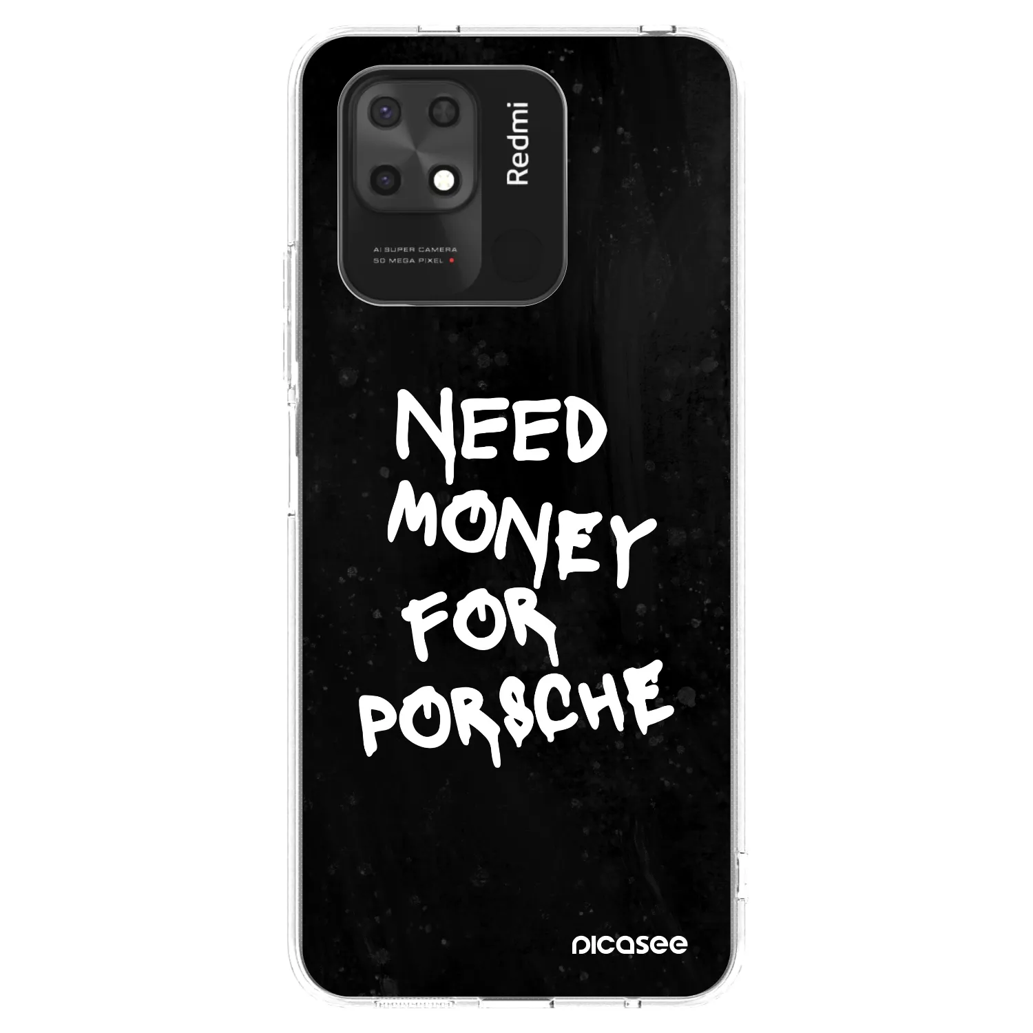 Picasee silikonový průhledný obal pro Xiaomi Redmi 10C - Black Dollar