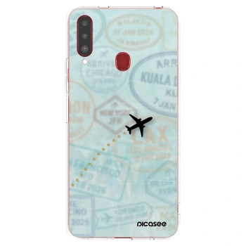 Picasee silikonový průhledný obal pro Samsung Galaxy A20s - FLIGHT PATH