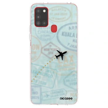 Picasee silikonový průhledný obal pro Samsung Galaxy A21s - FLIGHT PATH
