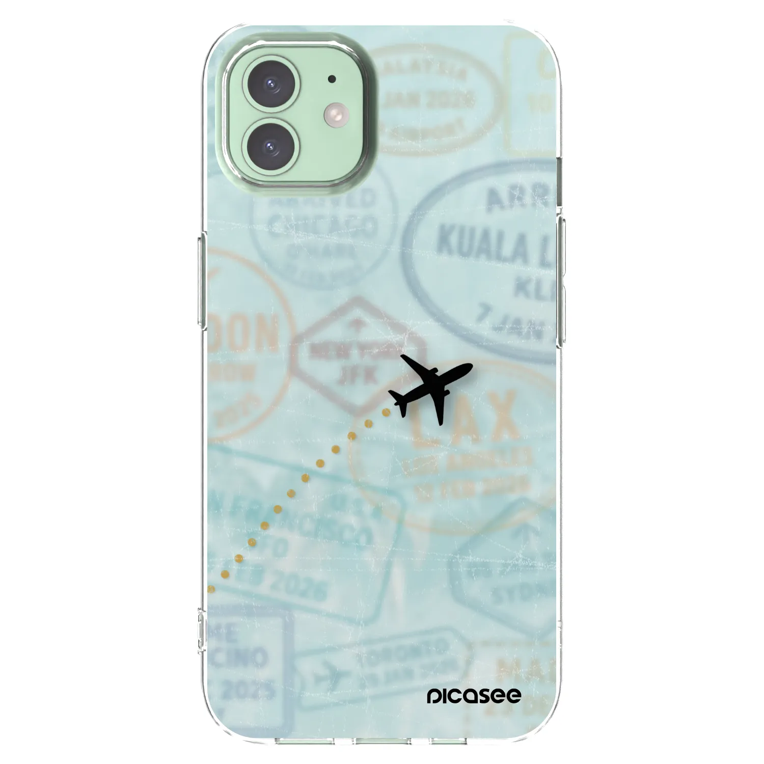 Picasee silikonový průhledný obal pro Apple iPhone 12 - FLIGHT PATH