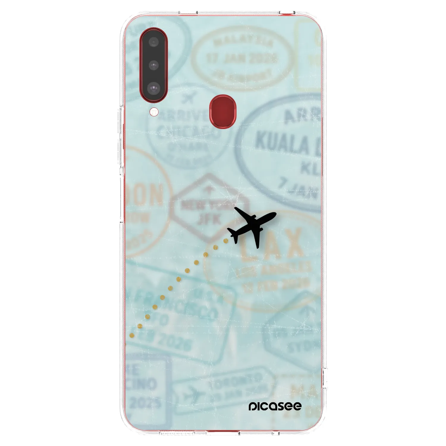 Picasee silikonový průhledný obal pro Samsung Galaxy A20s - FLIGHT PATH