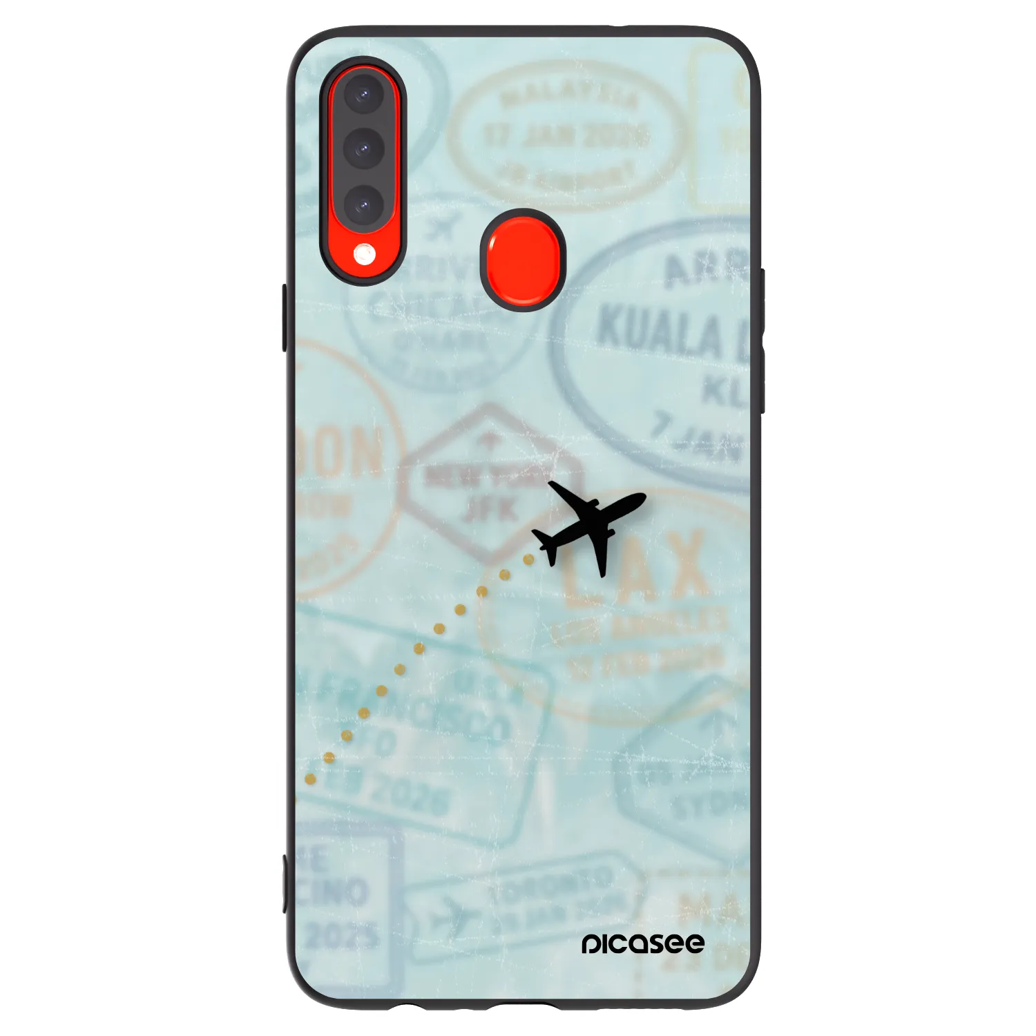 Picasee silikonový černý obal pro Samsung Galaxy A20s - FLIGHT PATH