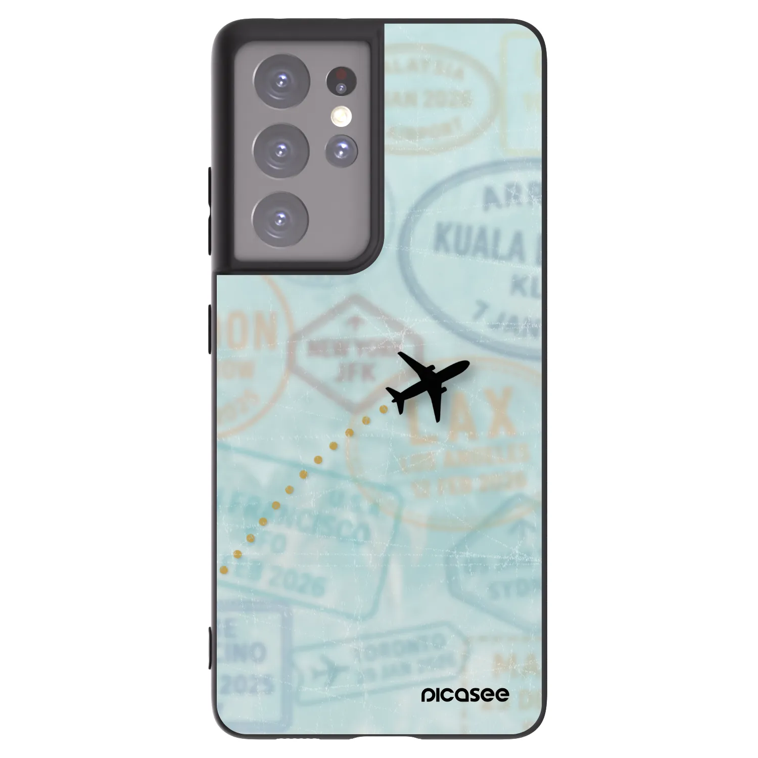 Picasee silikonový černý obal pro Samsung Galaxy S21 Ultra 5G G998B - FLIGHT PATH