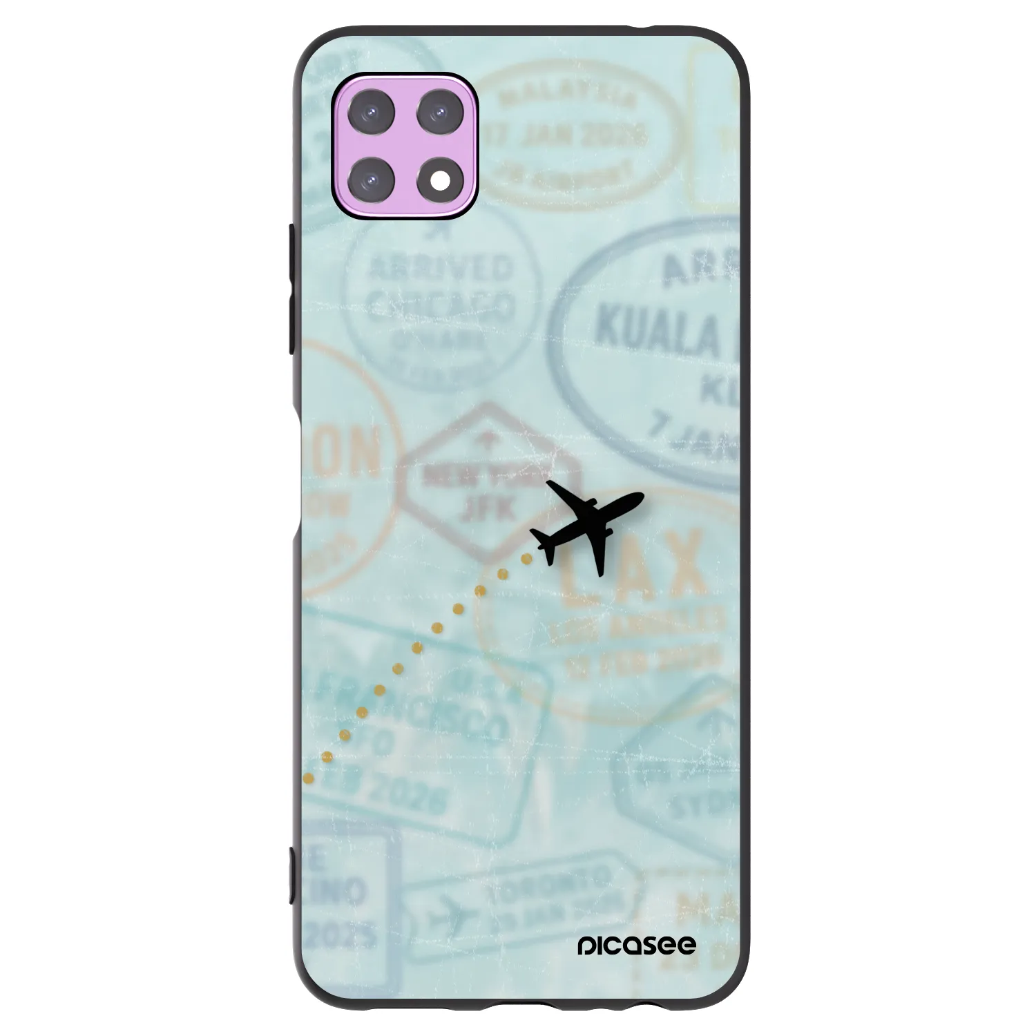 Picasee silikonový černý obal pro Samsung Galaxy A22 A226B 5G - FLIGHT PATH