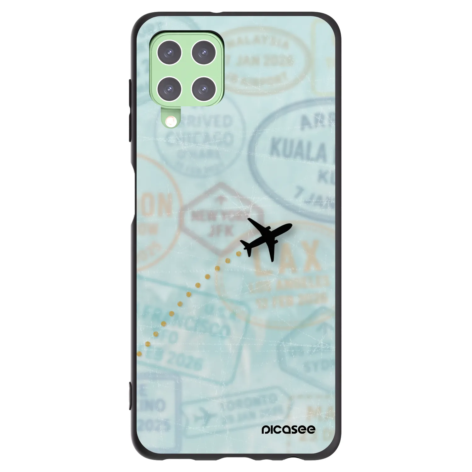 Picasee silikonový černý obal pro Samsung Galaxy A22 A225F 4G - FLIGHT PATH
