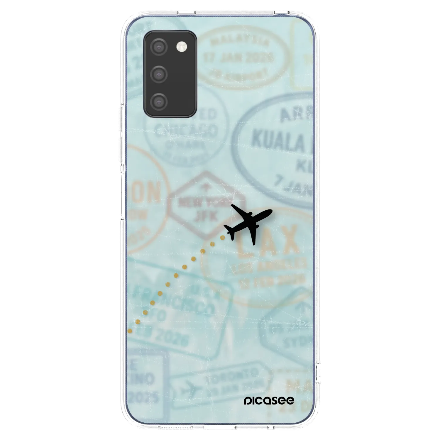 Picasee silikonový průhledný obal pro Samsung Galaxy A03s A037G - FLIGHT PATH