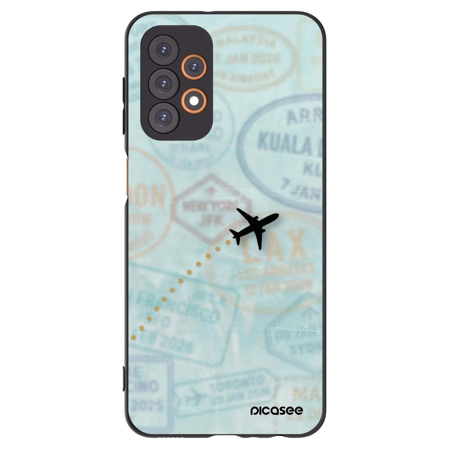 Picasee silikonový černý obal pro Samsung Galaxy A23 A235F 4G - FLIGHT PATH