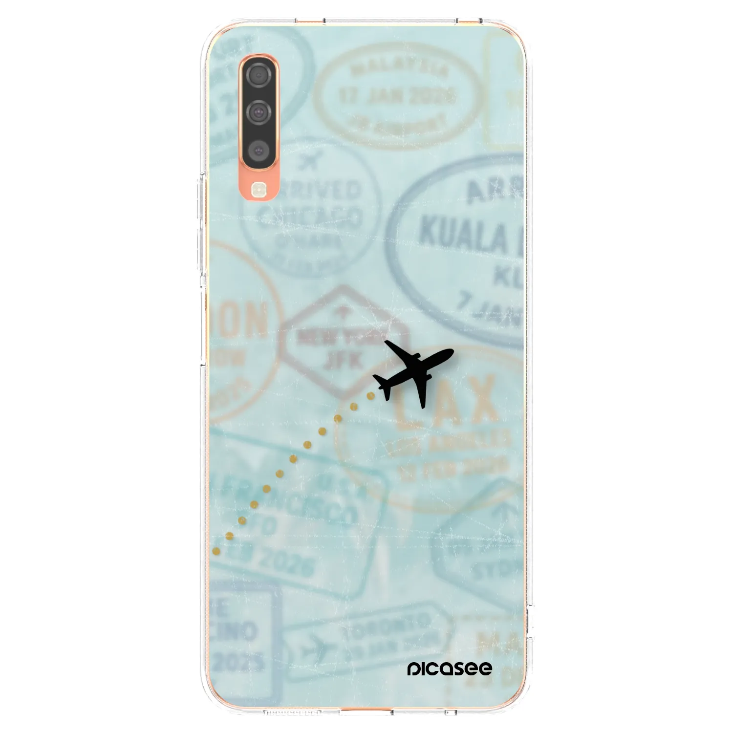 Picasee silikonový průhledný obal pro Samsung Galaxy A70 A705F - FLIGHT PATH