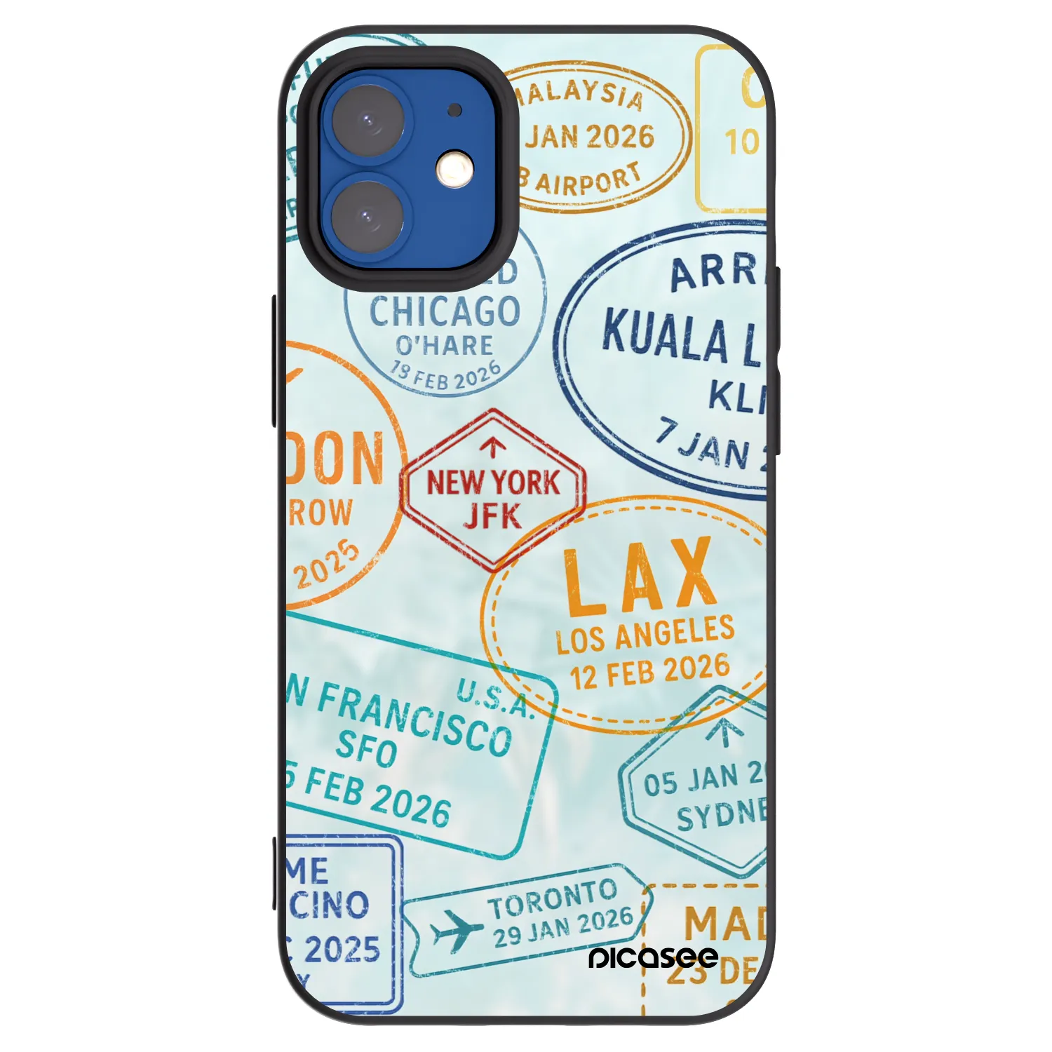 Picasee silikonový černý obal pro Apple iPhone 12 mini - PASSPORT EDITION