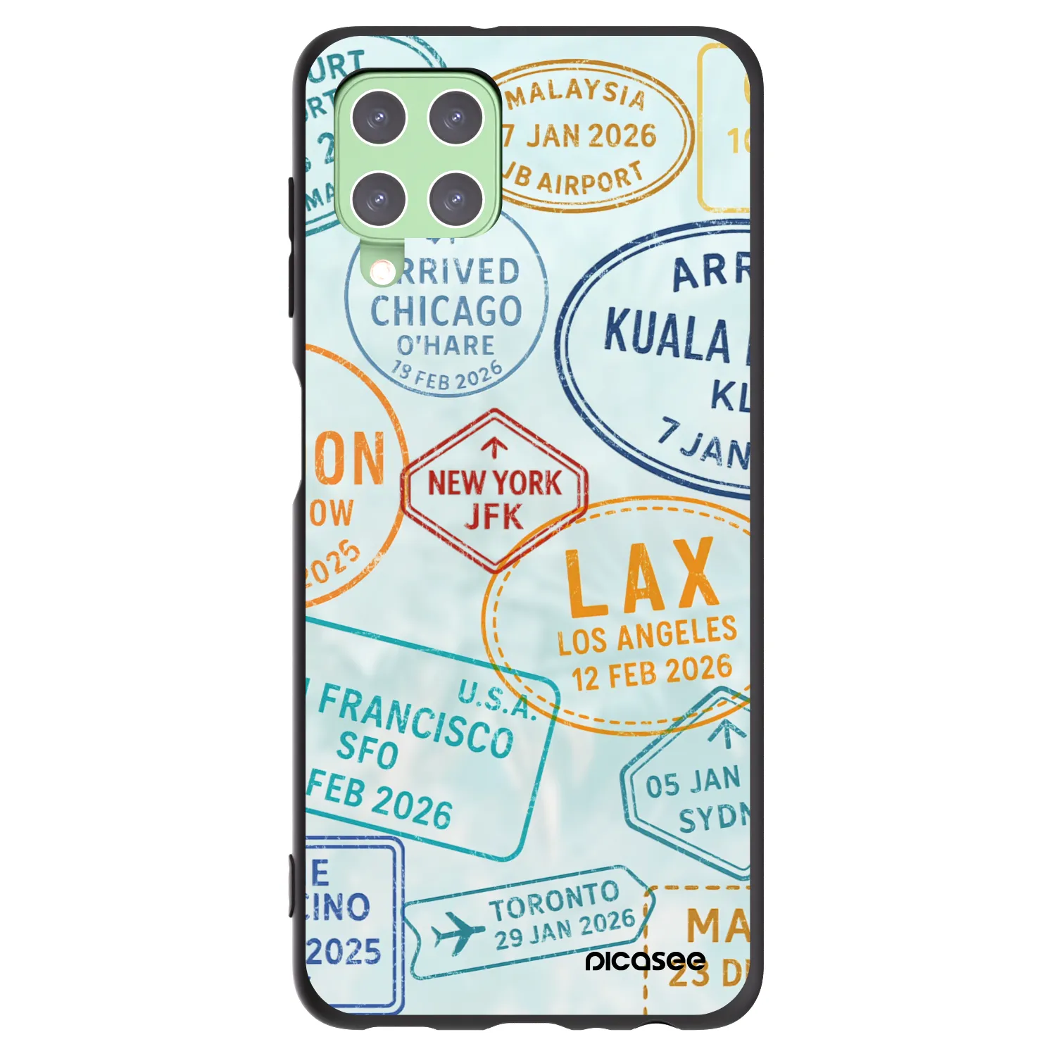 Picasee silikonový černý obal pro Samsung Galaxy A22 A225F 4G - PASSPORT EDITION