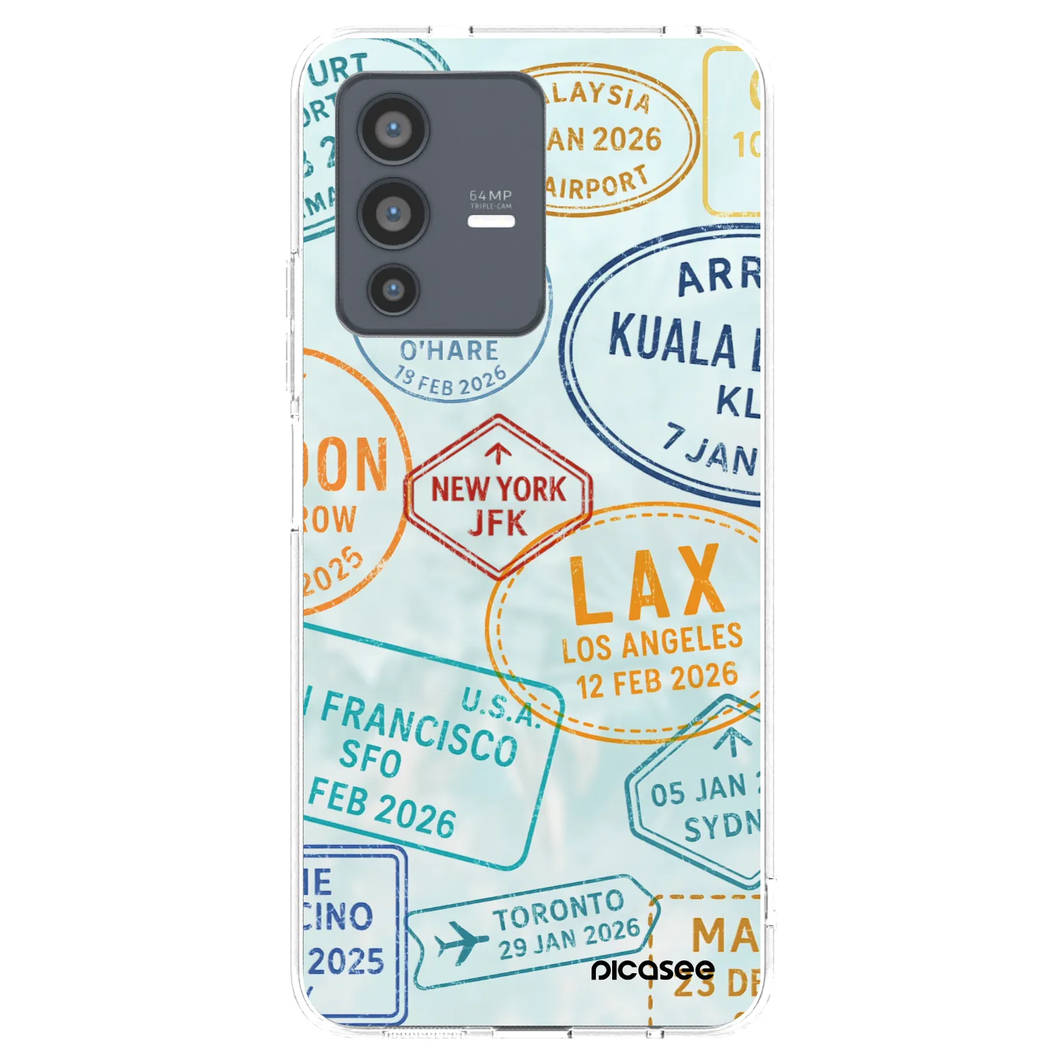 Picasee silikonový průhledný obal pro Vivo V23 5G - PASSPORT EDITION