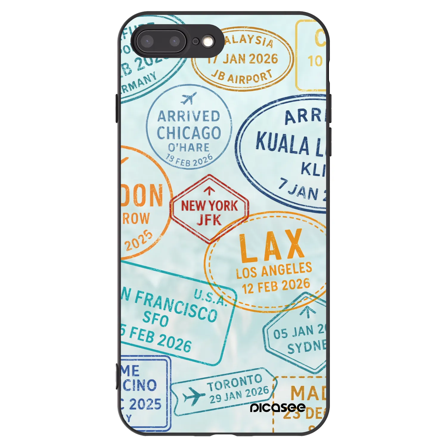 Picasee silikonový černý obal pro Apple iPhone 8 Plus - PASSPORT EDITION