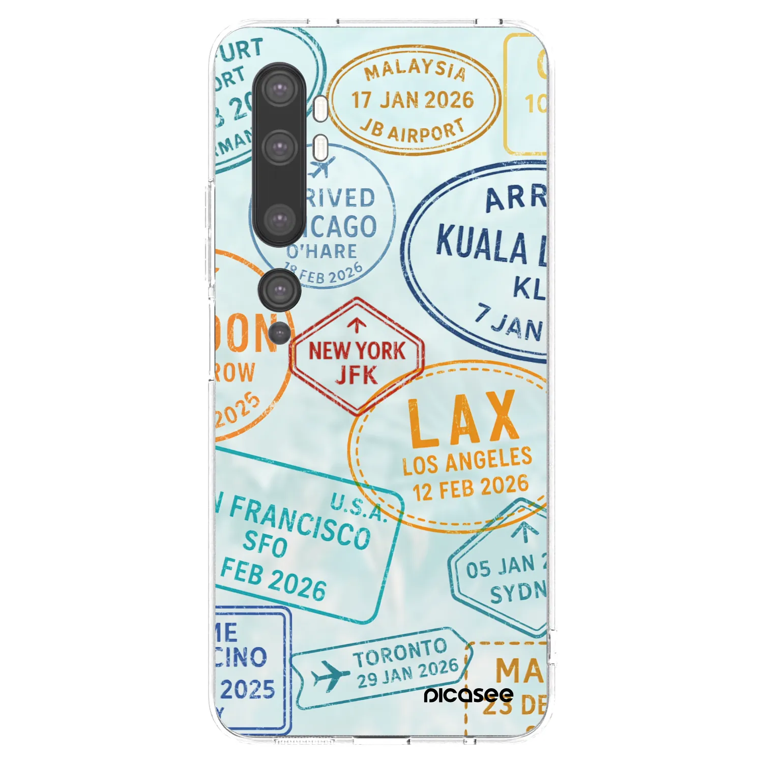 Picasee silikonový průhledný obal pro Xiaomi Mi Note 10 (Pro) - PASSPORT EDITION