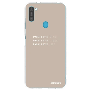 Picasee silikonový průhledný obal pro Samsung Galaxy M11 - Positive Vibes
