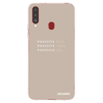 Picasee silikonový průhledný obal pro Samsung Galaxy A20s - Positive Vibes