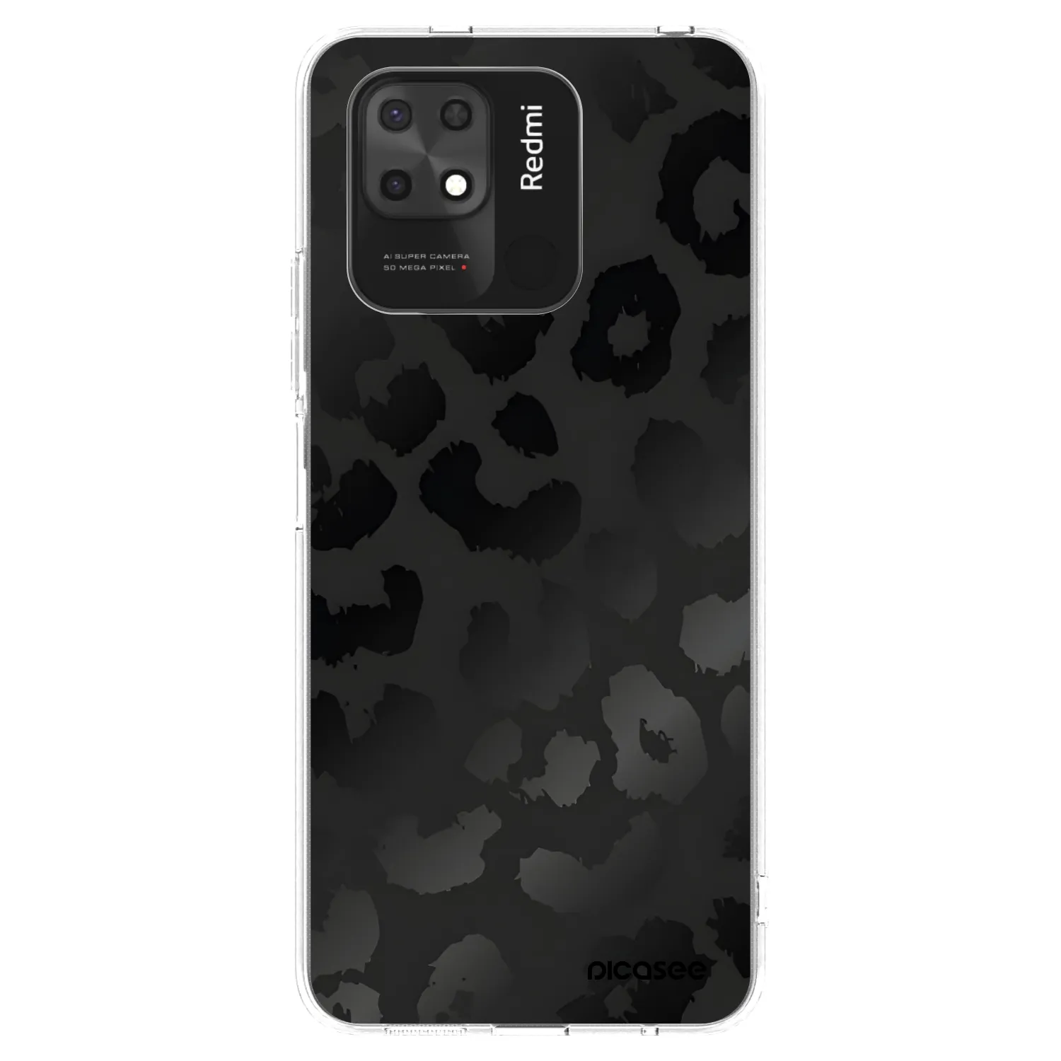 Picasee silikonový průhledný obal pro Xiaomi Redmi 10C - Midnight Leopard