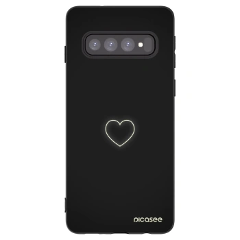 Picasee silikonový černý obal pro Samsung Galaxy S10 G973 - Heart
