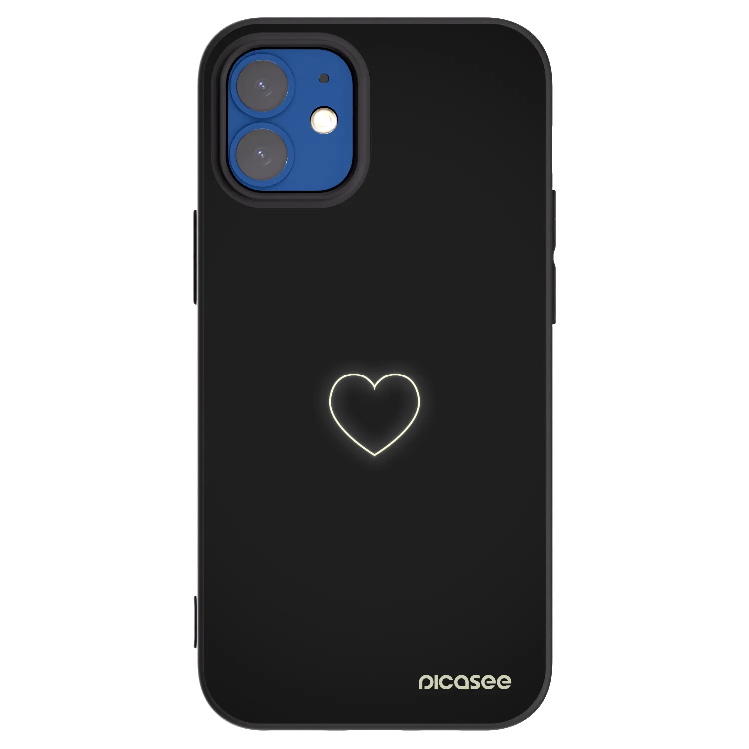 Picasee silikonový černý obal pro Apple iPhone 12 mini - Heart