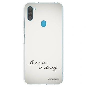 Picasee silikonový průhledný obal pro Samsung Galaxy M11 - Love is a drug