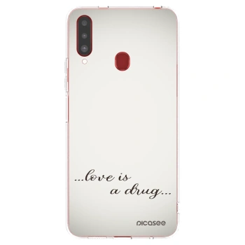 Picasee silikonový průhledný obal pro Samsung Galaxy A20s - Love is a drug