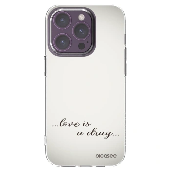 Picasee silikonový průhledný obal pro Apple iPhone 14 Pro - Love is a drug