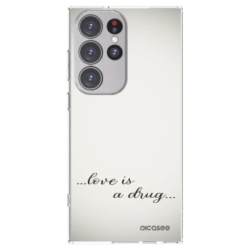 Picasee silikonový průhledný obal pro Samsung Galaxy S23 Ultra 5G - Love is a drug
